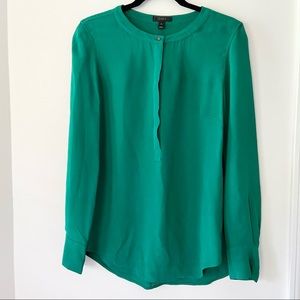 J. Crew Emerald Green Drapey Crepe Tunic Blouse 6